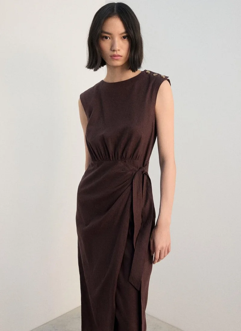 Mango  Linen wrap dress for Women | Best Price UAE